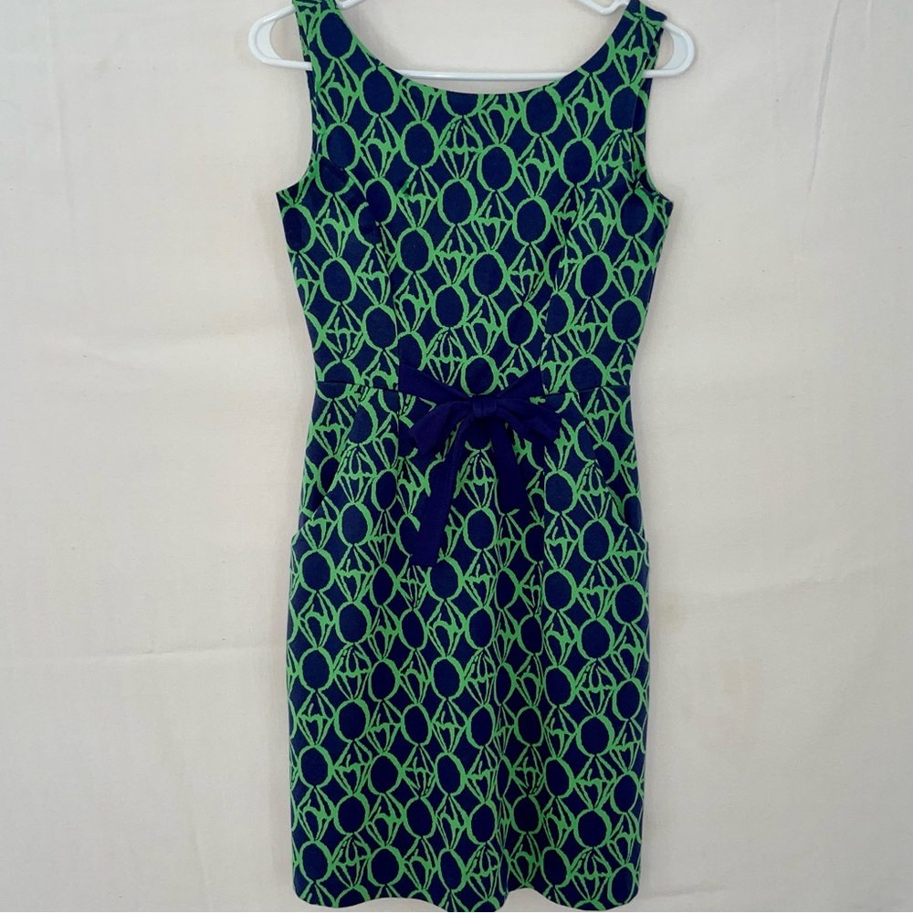 Lilly Pulitzer sleeveless navy/green diamond ring dress